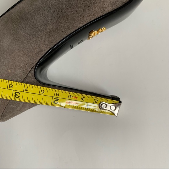 Prada Mid Heel Pointed Loafer Pump with Buckle Grey - Picture 16 of 17